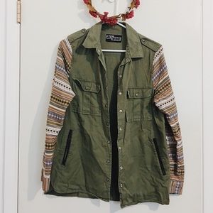 Ali & Kris Army Green Floral Sleeves Jacket